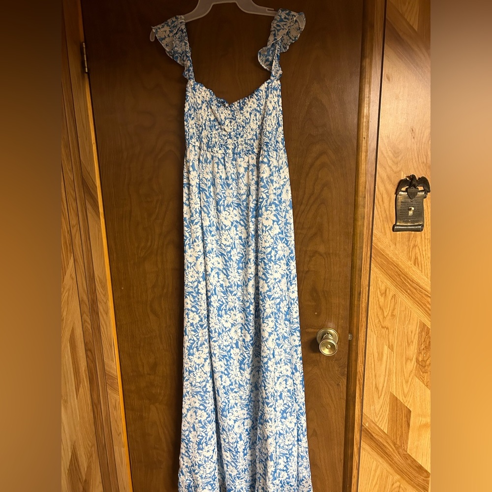 Pink blush blue off the shoulder maternity dress size small